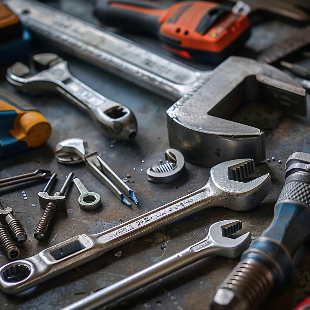 Essential plumbing tools and equipment laid out for emergency repairs, illustrating common plumbing problems we tackle
