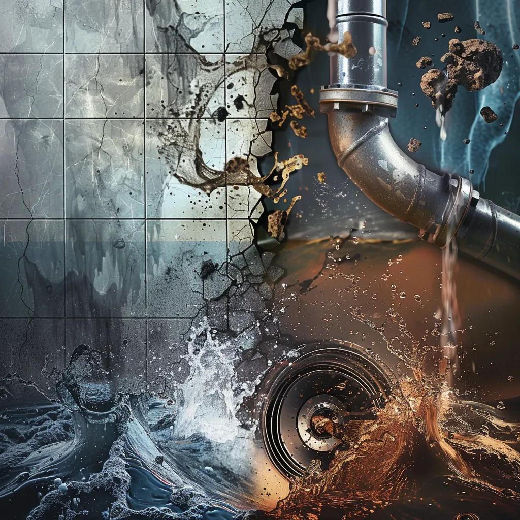Visual guide to common emergency plumbing issues, including blocked drains and burst pipes